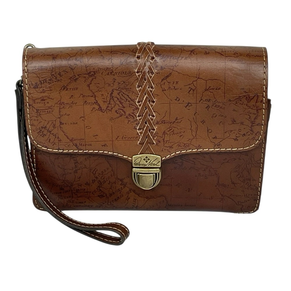 Patricia Nash Map Collection Crossbody Clutch Bag Leather Brass Travel Artisan - Picture 2 of 13